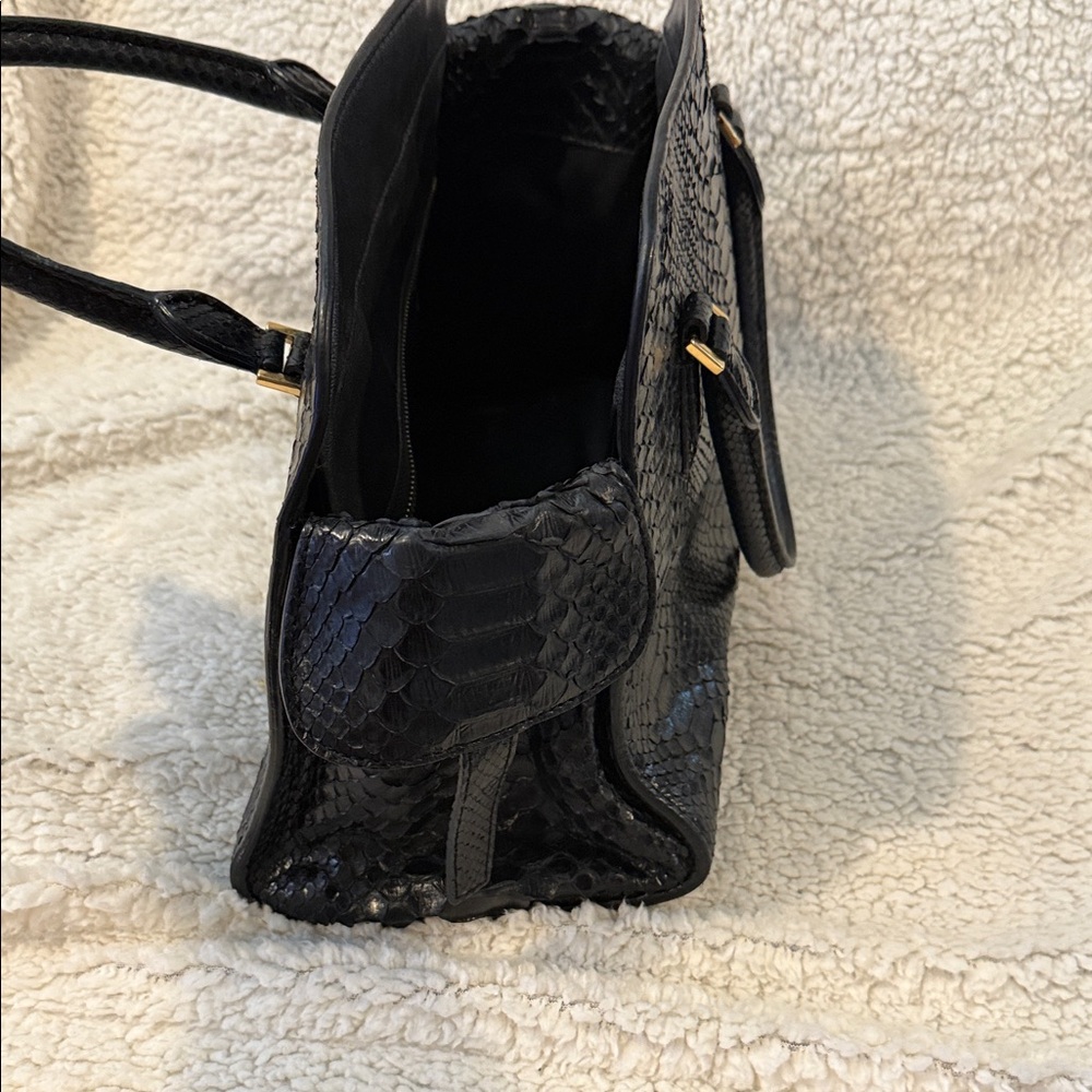 Michael Kors Black Python-Patterned Satchel - Picture 2 of 2